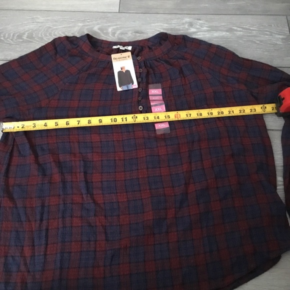 NWT BEARPAW PUCKERED WOVEN BLOUSE Red Blue Plaid XXL - Picture 5 of 7